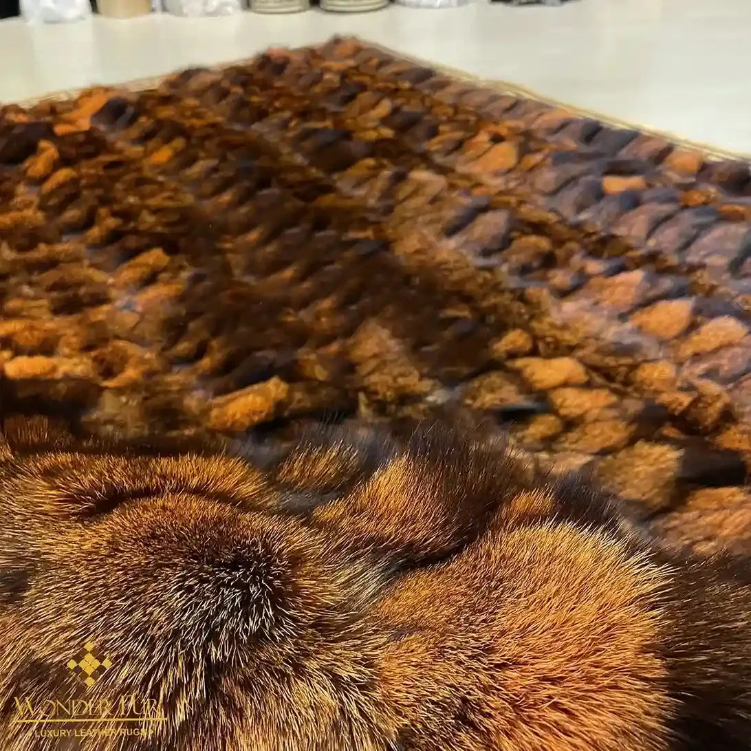 100% Genuine Fox Fur Area Rug for Bed Room