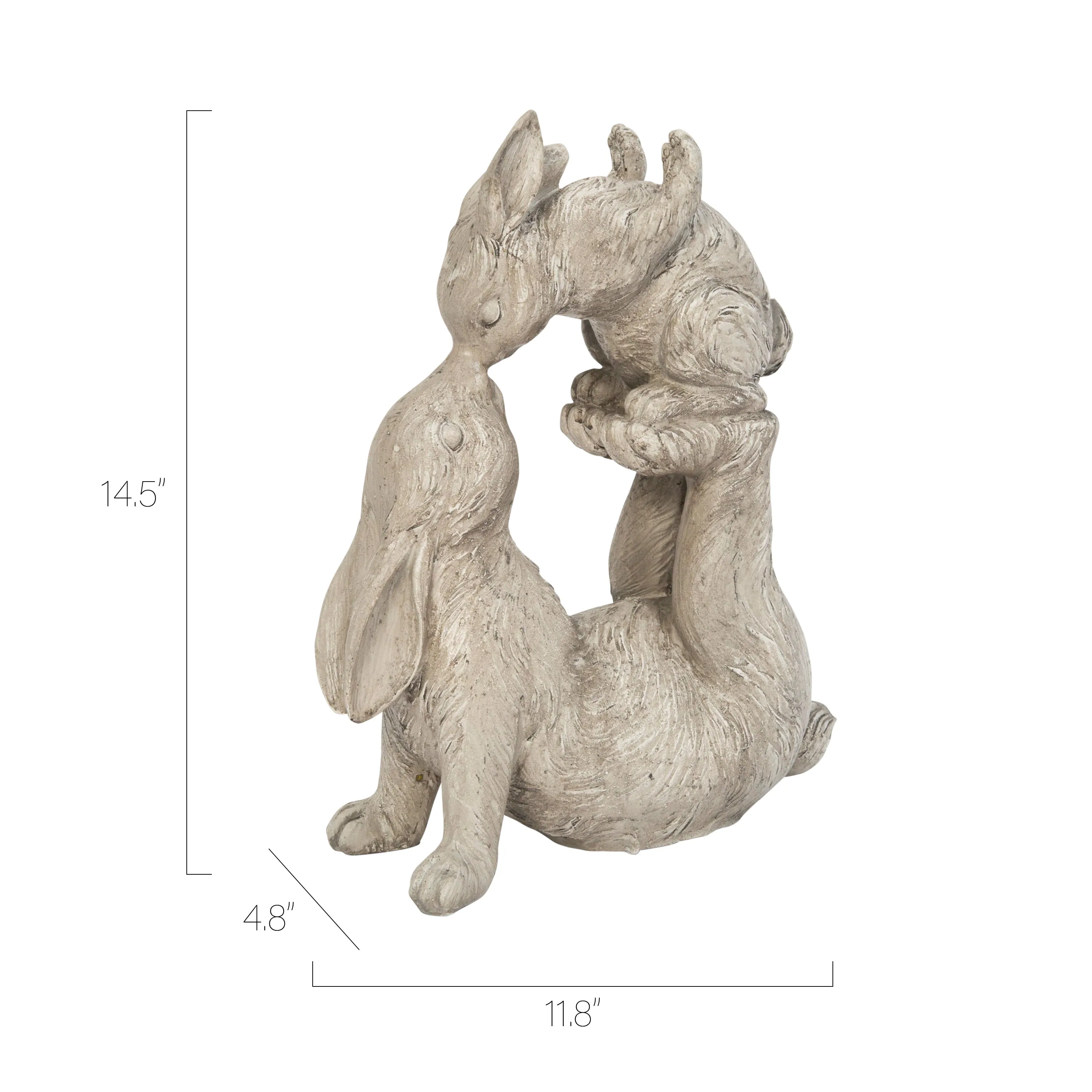 14.5 in Resin Kissing Bunnies Statue