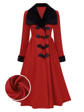 1950s Red And Black Fur Collar Coat