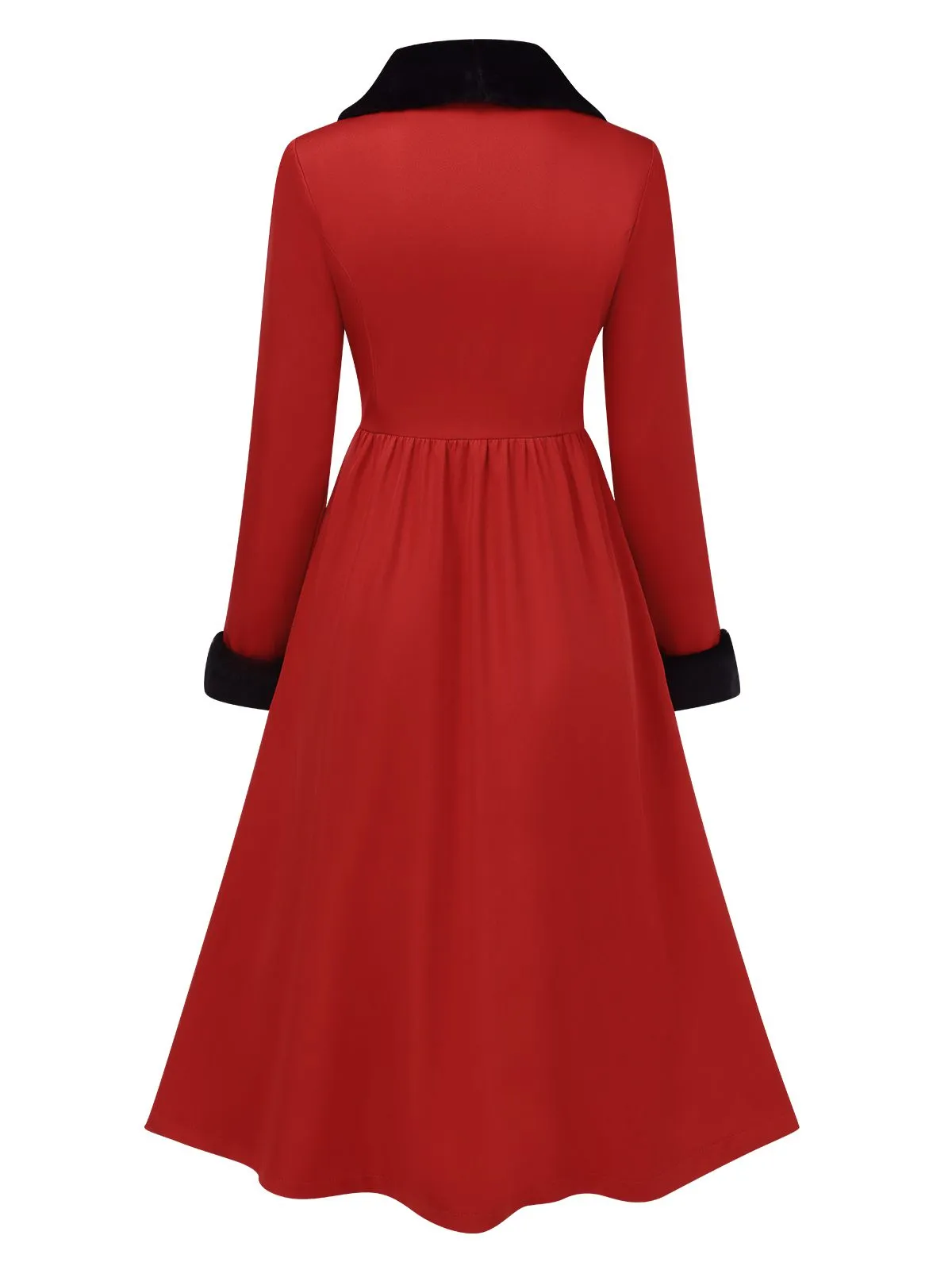 1950s Red And Black Fur Collar Coat