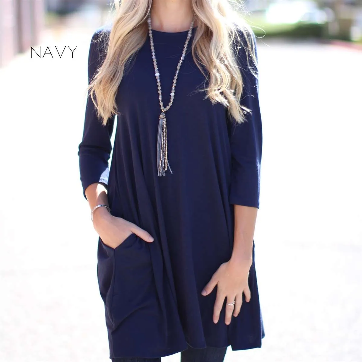 3/4 Sleeve Pocket Tunic
