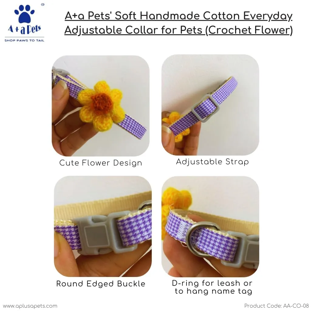A a Pets' Soft Handmade Everyday Adjustable Cat Collar-3 (Set of 4)