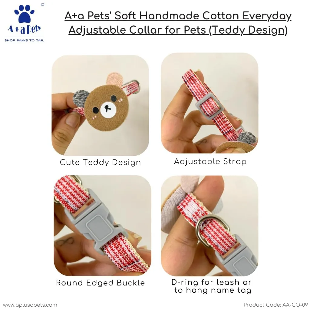 A a Pets' Soft Handmade Everyday Adjustable Cat Collar-3 (Set of 4)
