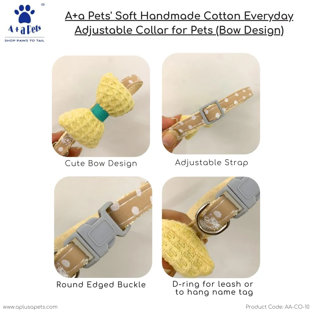 A a Pets' Soft Handmade Everyday Adjustable Cat Collar-3 (Set of 4)