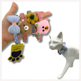 A a Pets' Soft Handmade Everyday Adjustable Cat Collar-3 (Set of 4)