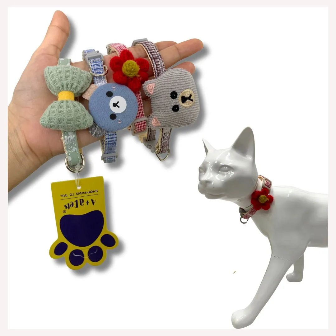 A a Pets' Soft Handmade Everyday Adjustable Cat Collar (SET OF 4)