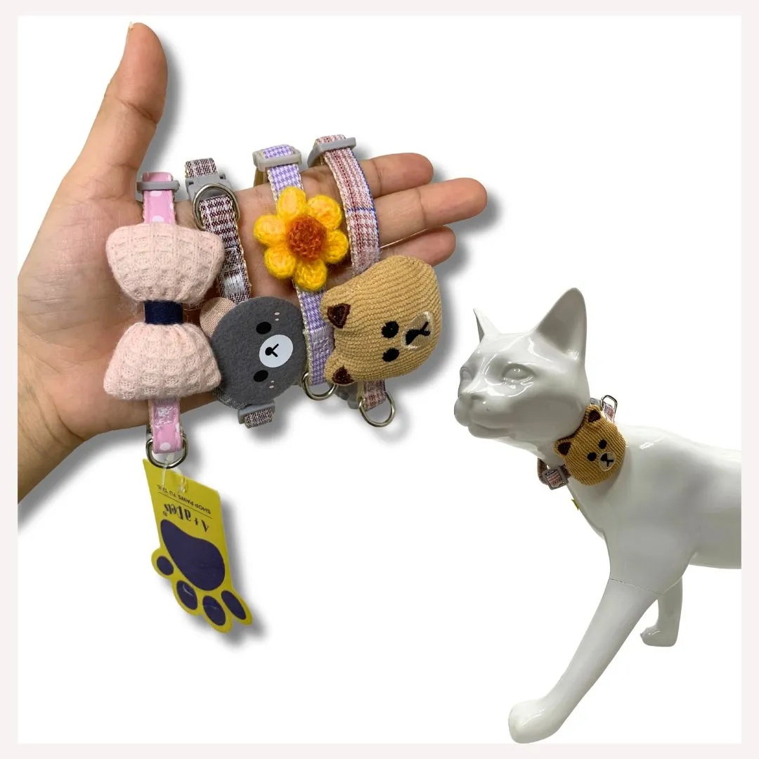 A a Pets' Soft Handmade Everyday Adjustable Cat Collar (SET OF 4)