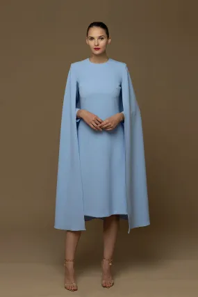 A-line Midi Dress with Cape Sleeves
