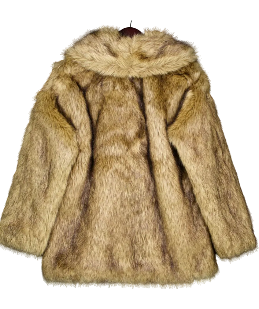 Abercrombie & Fitch Brown Faux Fur Coat UK M