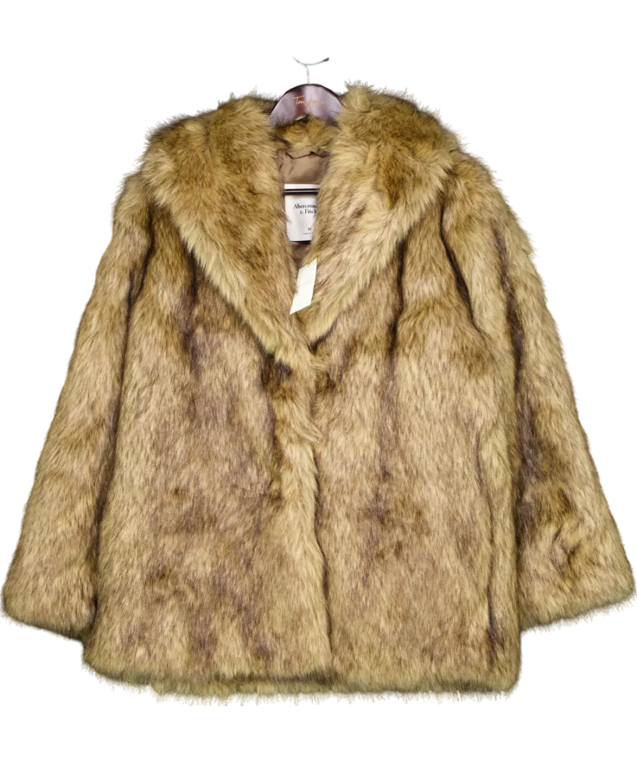 Abercrombie & Fitch Brown Faux Fur Coat UK M