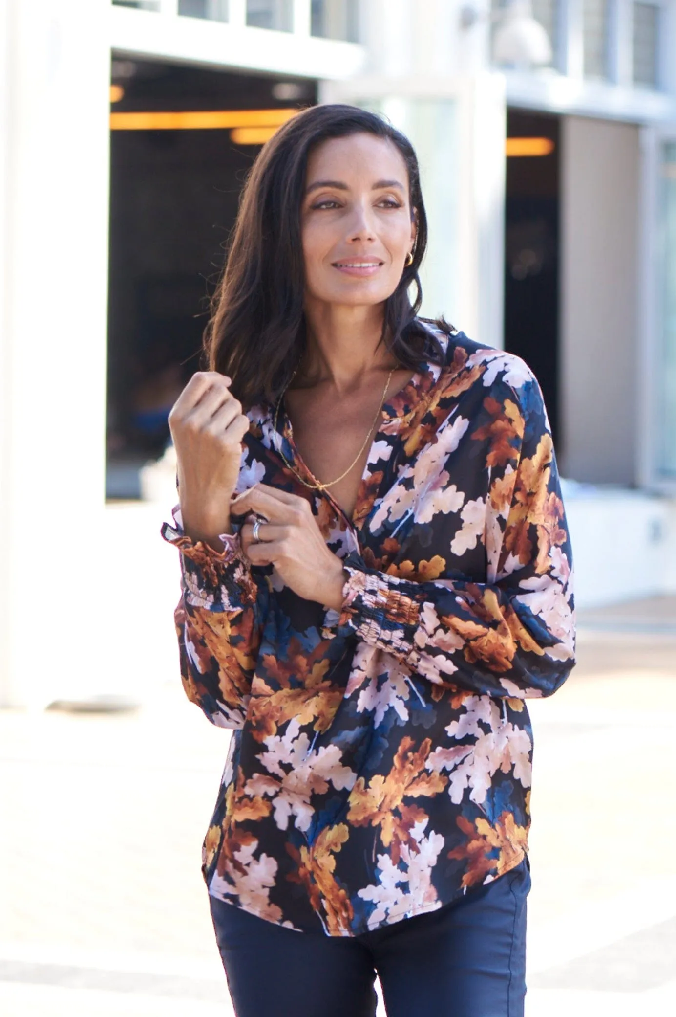 Angelina Long Sleeve Top Cassia Print