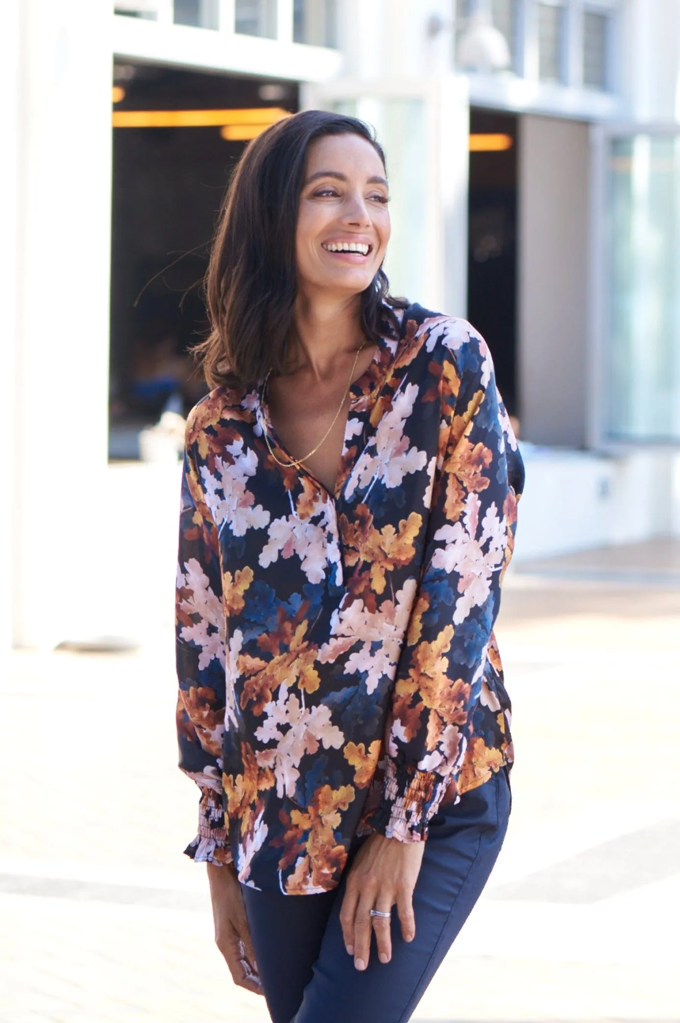 Angelina Long Sleeve Top Cassia Print