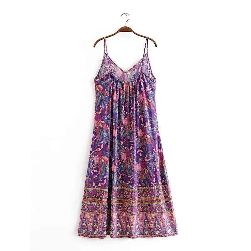 ARIBA Slip Midi Dress - Purple