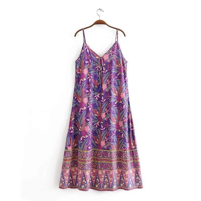 ARIBA Slip Midi Dress - Purple