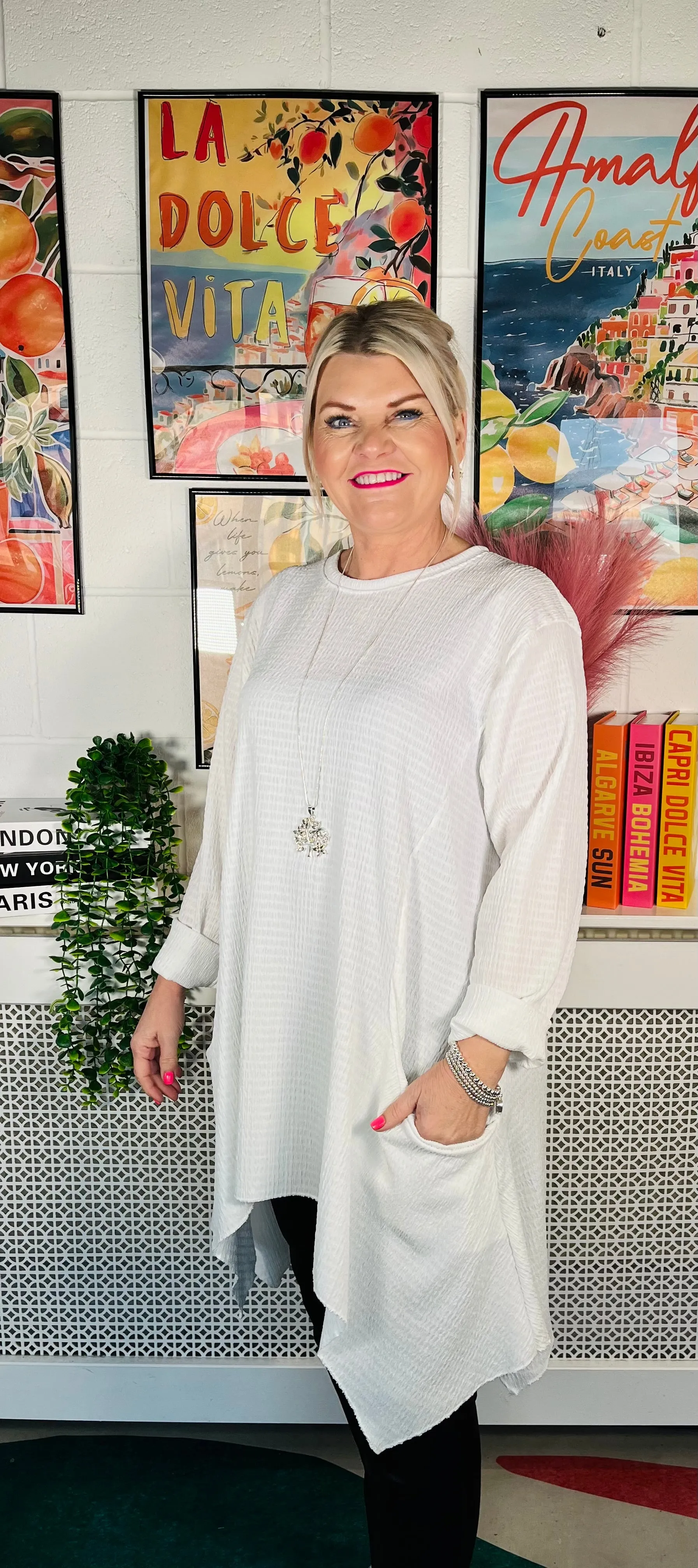 Astoria Waffle Tunic - White
