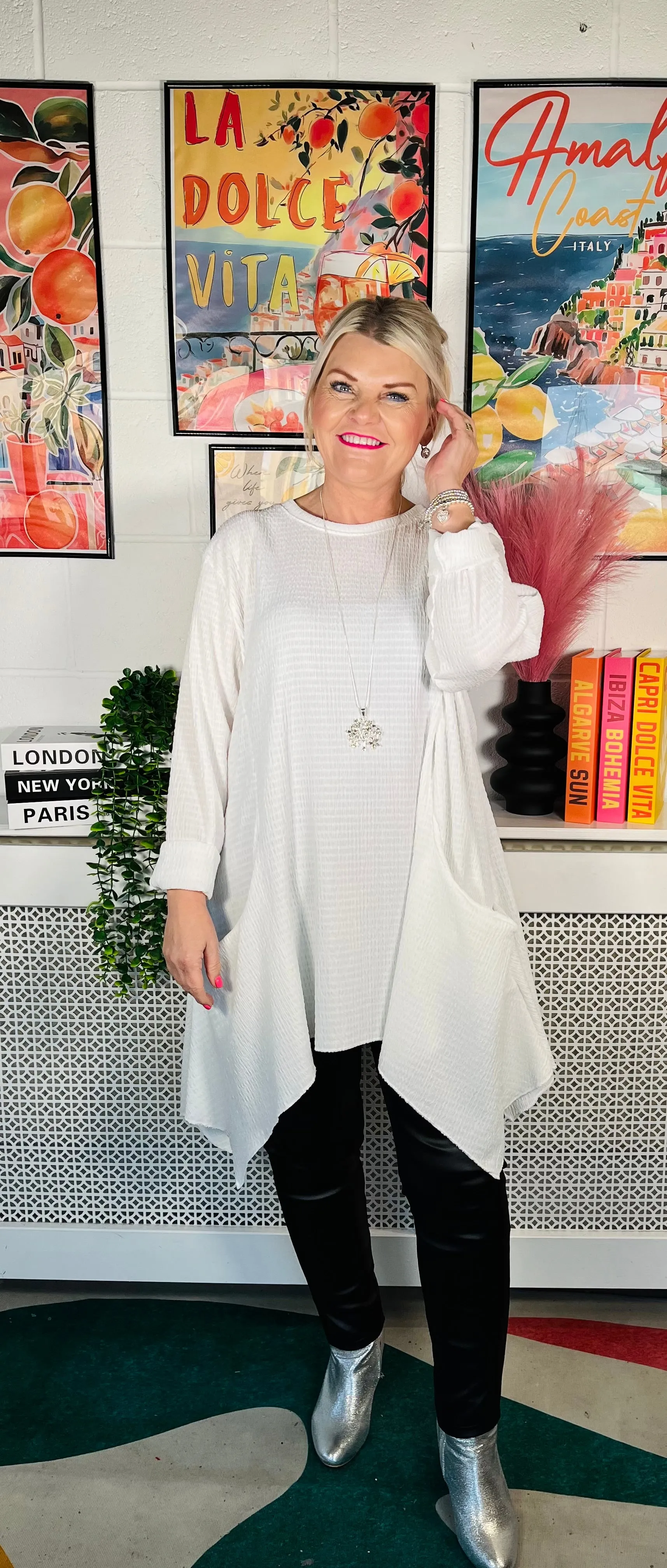 Astoria Waffle Tunic - White