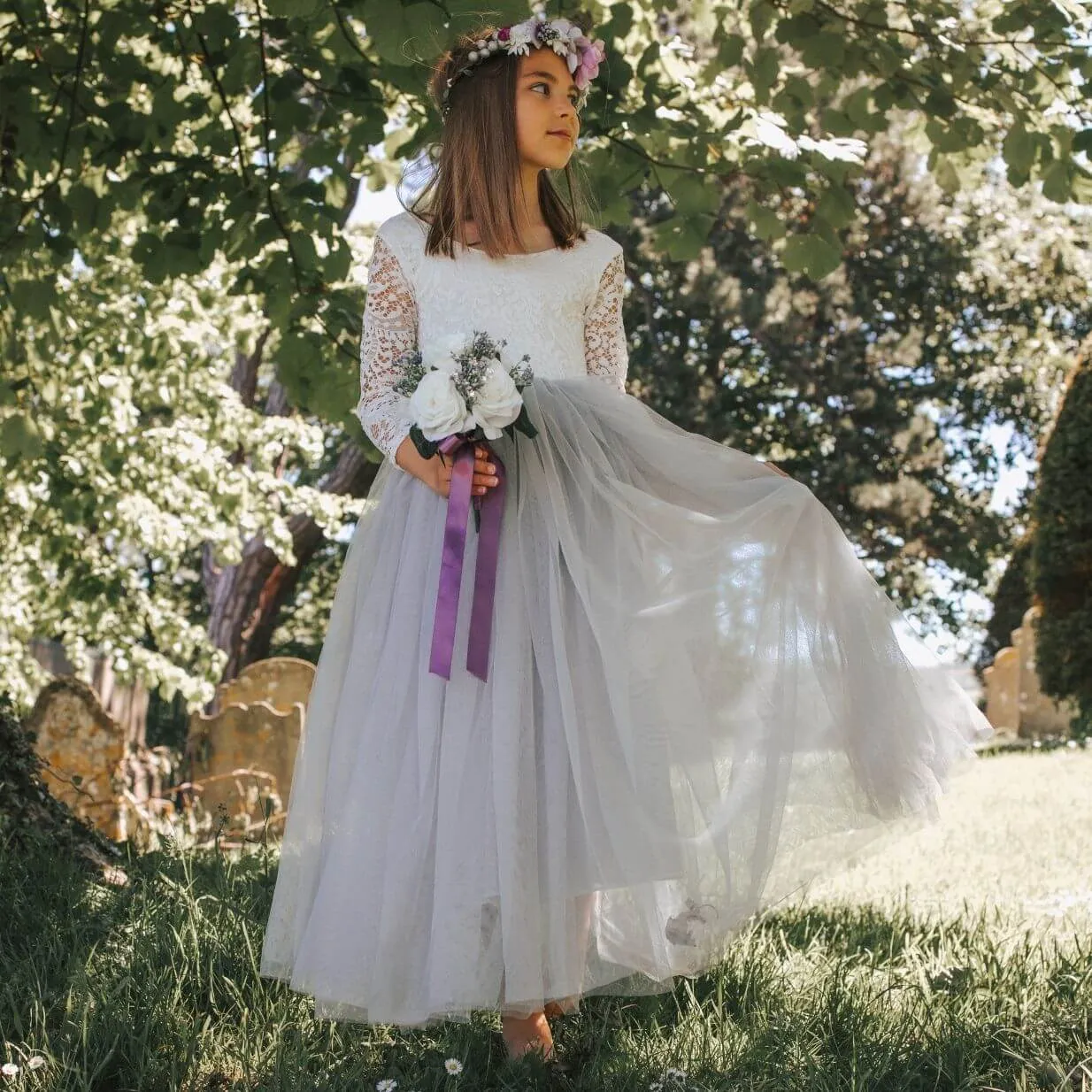 Baby Bohemian Classic Long Sleeve Dress - Silver Grey