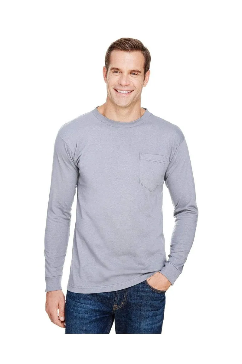 Bayside BA3055: Unisex Union-Made Long-Sleeve Pocket Crew T-Shirt