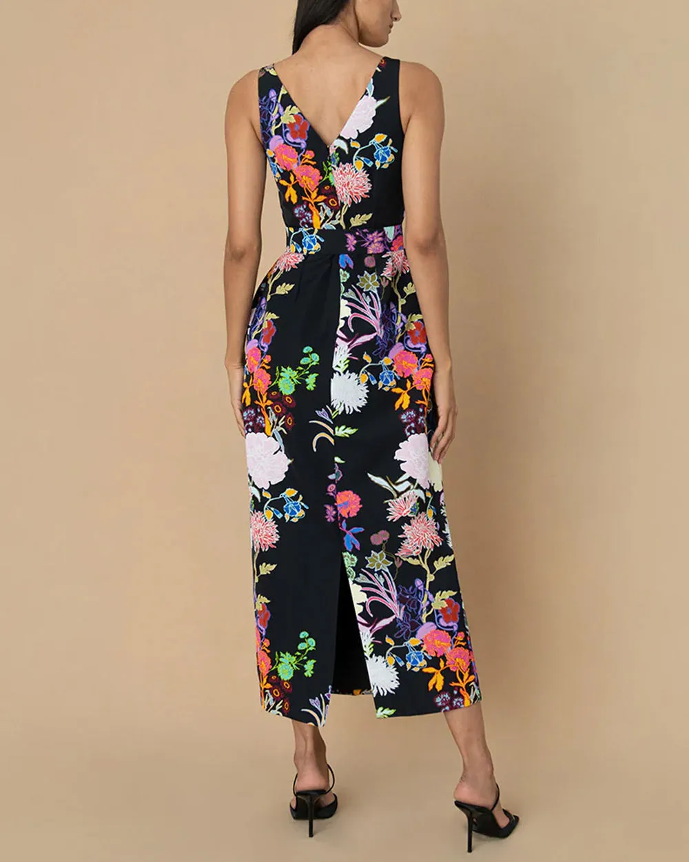 Black Jardin Taffeta Sleeveless Jules Dress