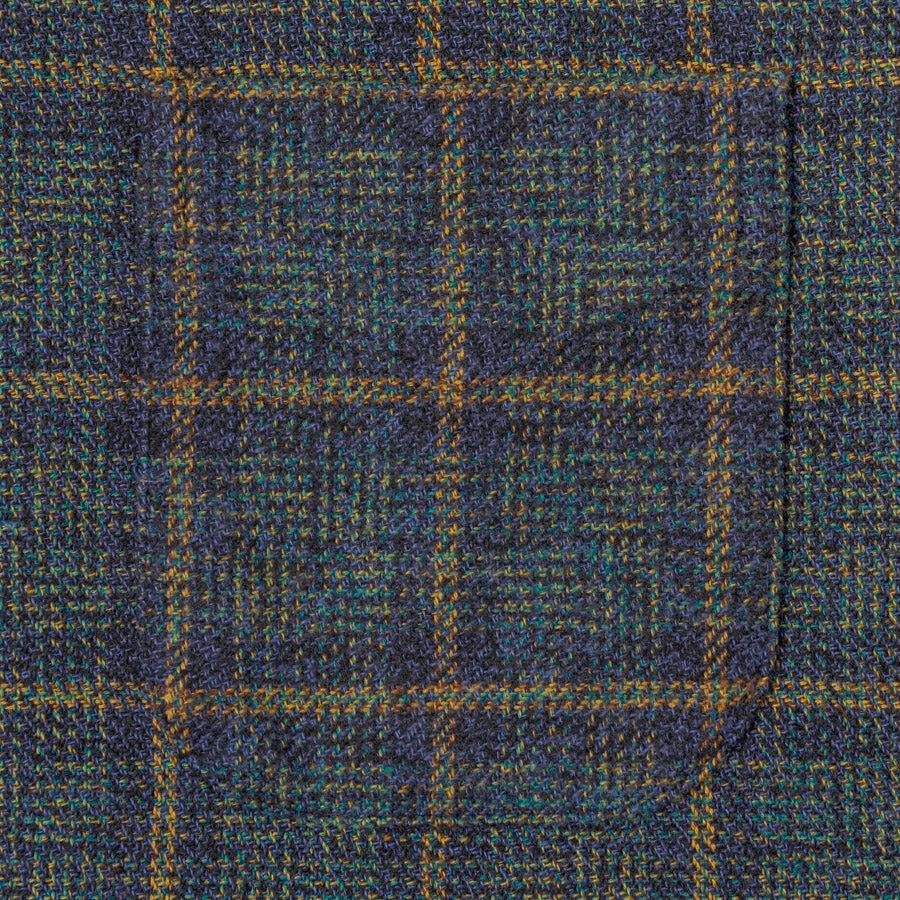 Blue Brushed Cotton Tweed