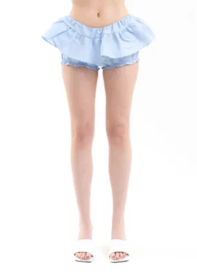 Blue Skirt-Trimmed Double Layer Shorts