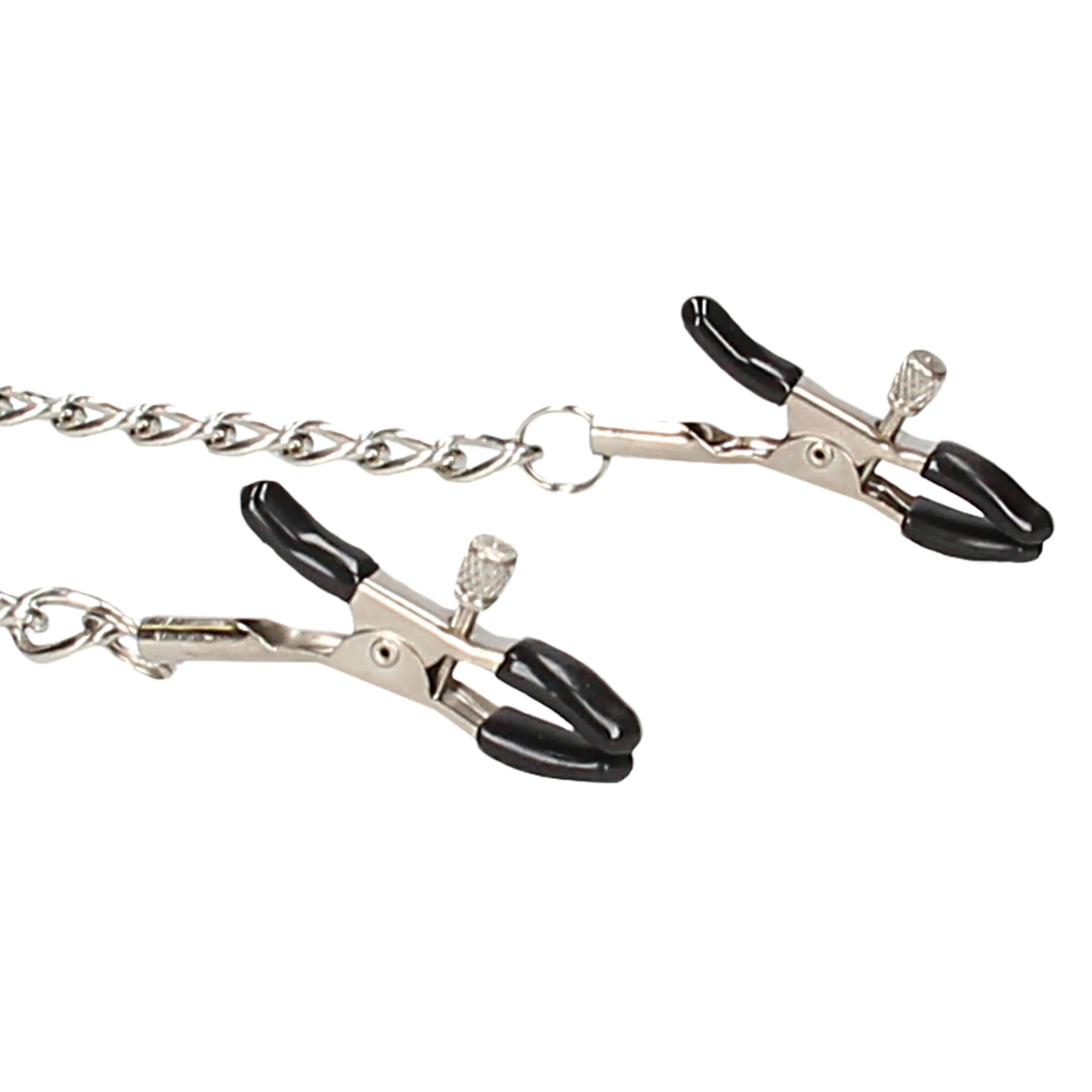 Breathable Ball Gag With Nipple Clamps - Black