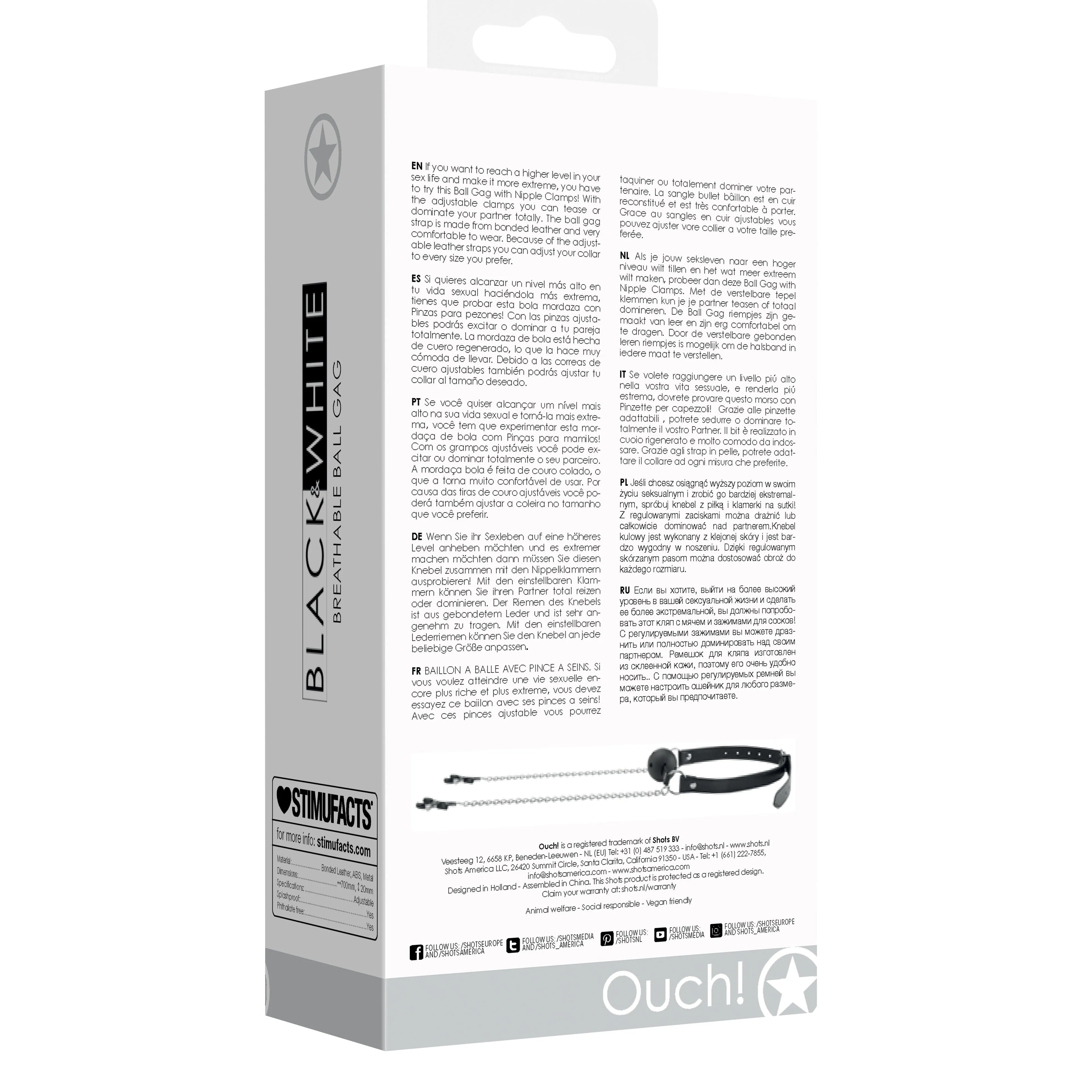 Breathable Ball Gag With Nipple Clamps - Black