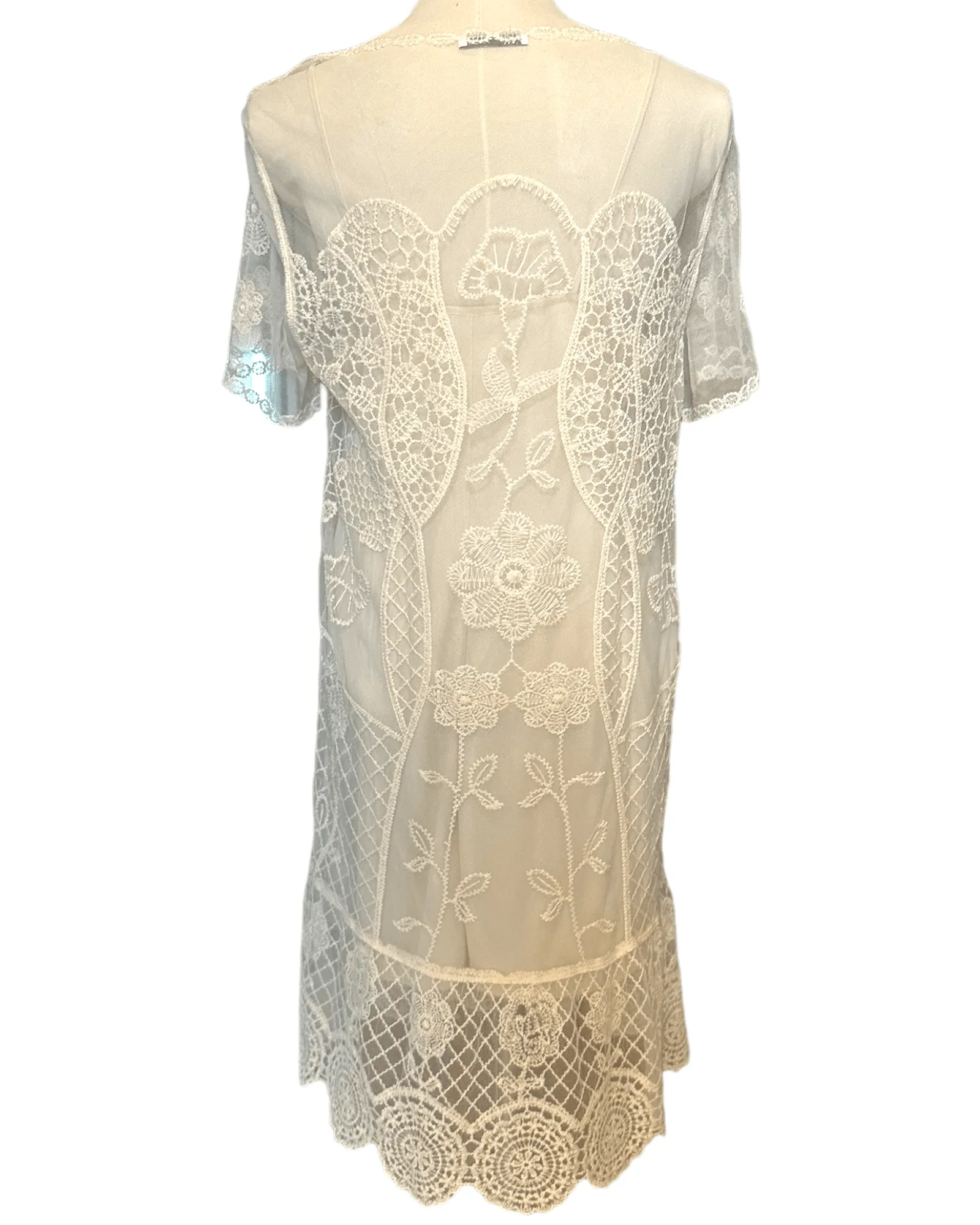 Bright Spring Ivory Lace Overlay Cottage Dress