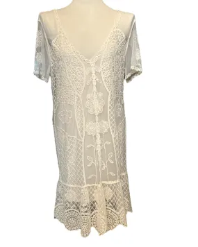 Bright Spring Ivory Lace Overlay Cottage Dress