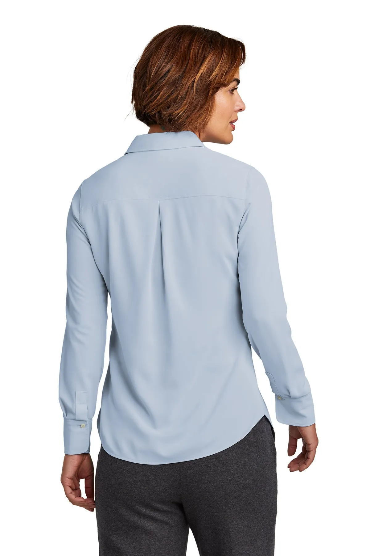 Brooks Brothers Womens Full-Button Satin Blouse, Heritage Blue