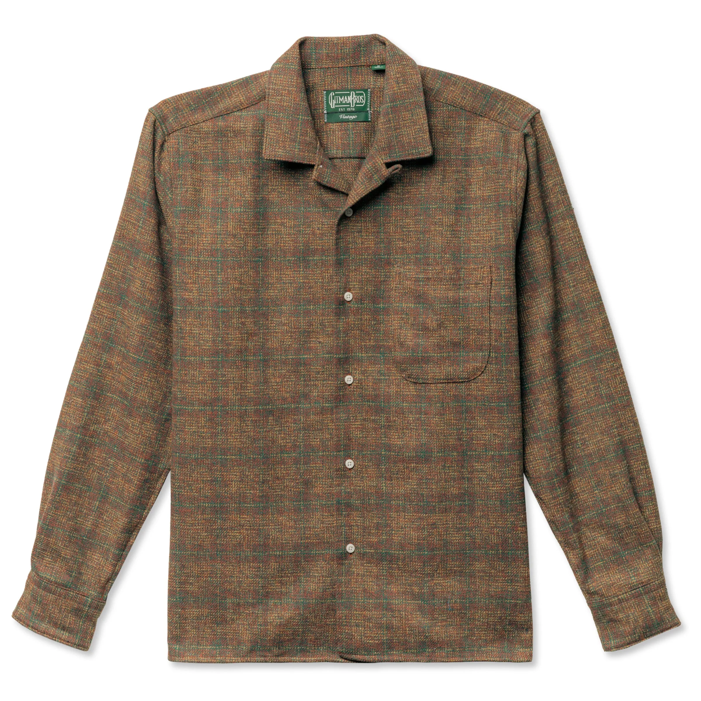 Brown Brushed Cotton Tweed Camp