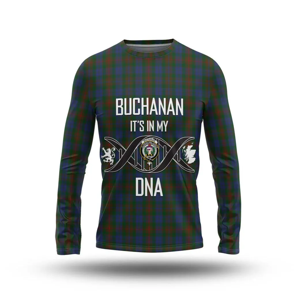 Buchanan Hunting Tartan Long Sleeve T-Shirt with Family Crest DNA In Me Style