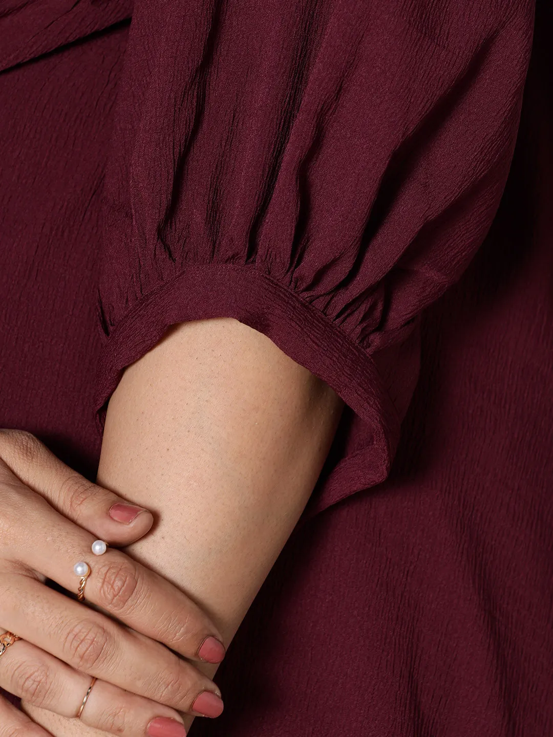 Burgundy Textured MandarinTop