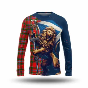 Butter Tartan Family Crest Long Sleeve T-Shirt with Scottish Majestic Lion