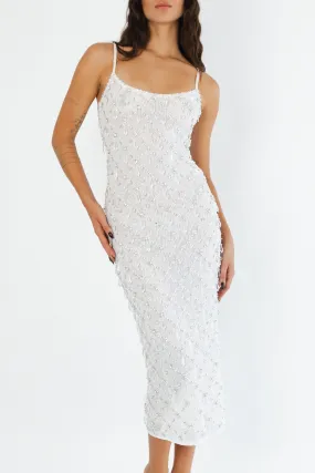 Calliope Luxury Crystal Maxi Party Dress White