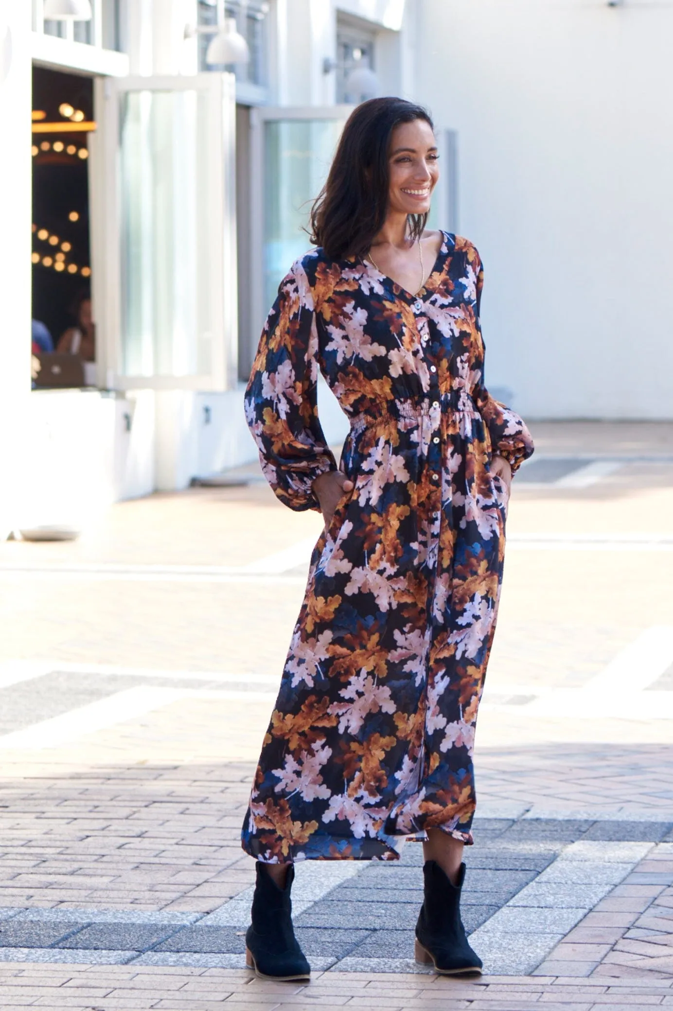 Cassia Leaf Print Dress