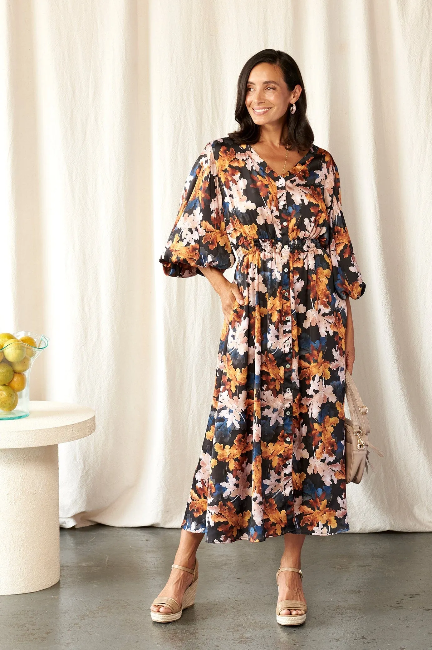 Cassia Leaf Print Dress