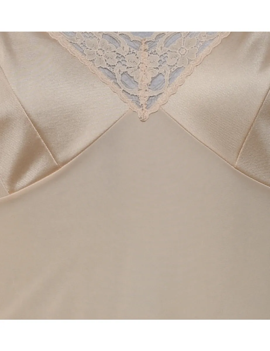 Champagne Lace Trim Slip Dress - S