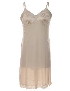 Champagne Lace Trim Slip Dress - S