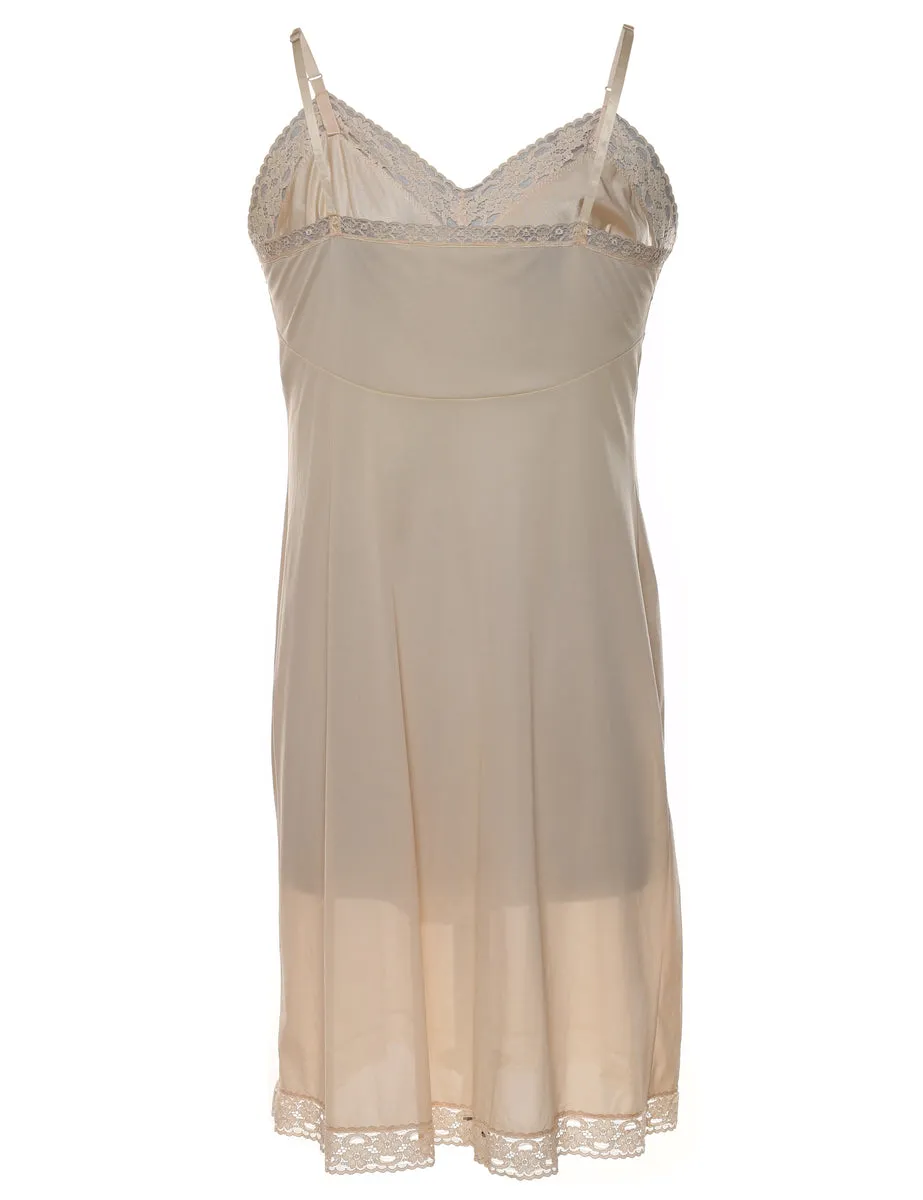 Champagne Lace Trim Slip Dress - S
