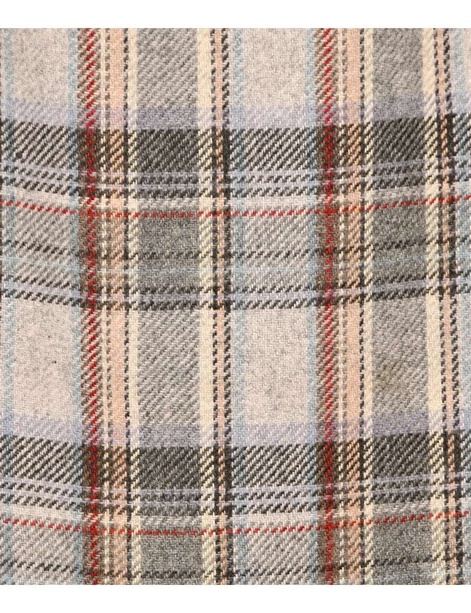 Checked Grey Midi Skirt - M