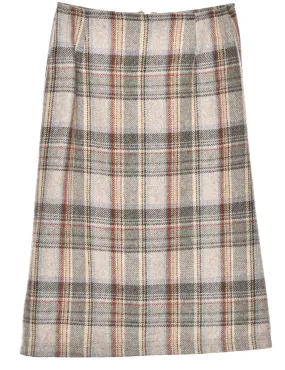 Checked Grey Midi Skirt - M
