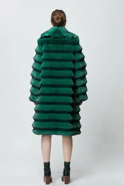 Chinchilla Faux Fluffy Knee Jacket