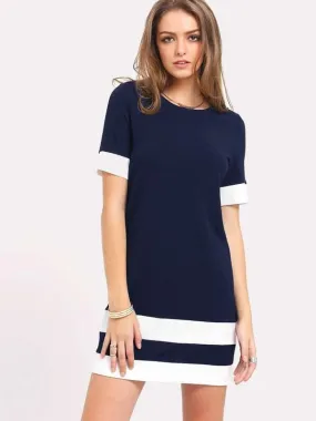 Color Block Stripe Tunic Dress