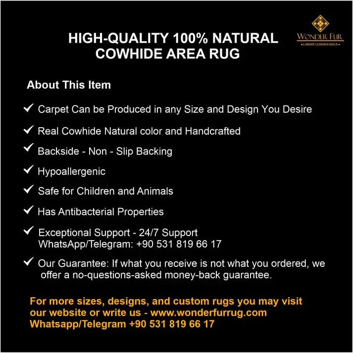 Custom Pattern 100% Genuine Cowhide Patchwork Area Rug, Handmade Elegance
