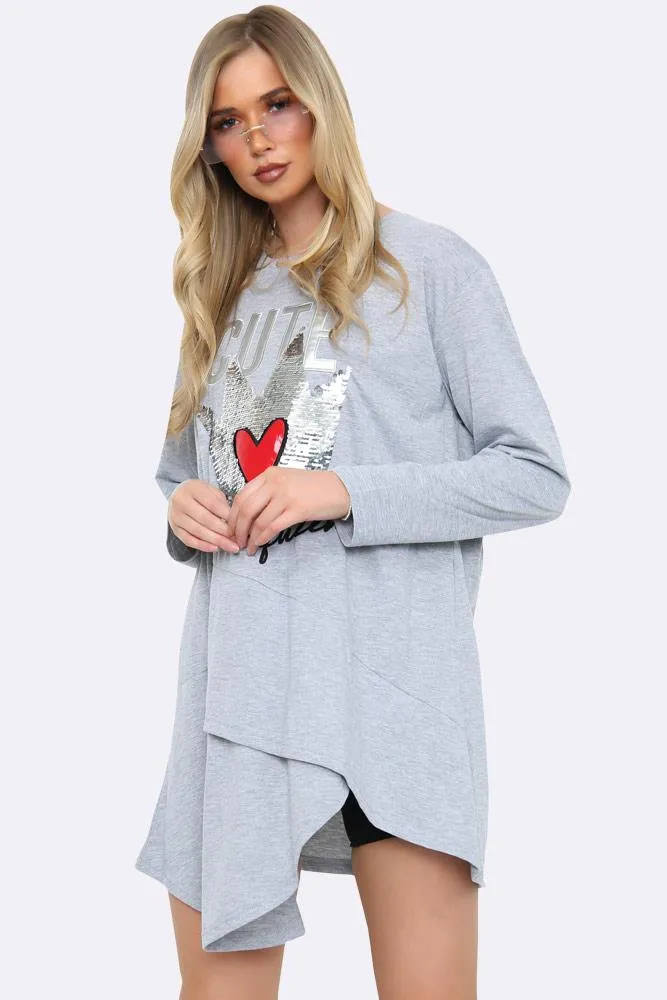 Cute Queen Sequin Motif Tunic