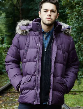 Dissident Wetherby purple padded detachable hooded coat