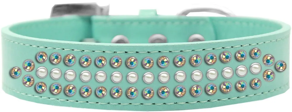 Dog, Puppy and Pet Fashion  Collar, "Ritz Pearl & Aurora Borealis Crystals Rimsets"