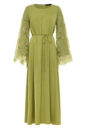 Elara Petal Maxi Dress - Cypress Green
