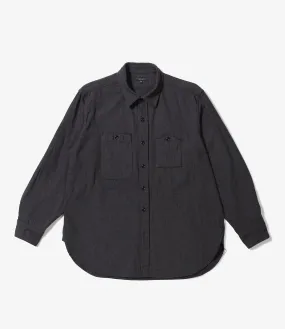 Engineered Garments Work Shirt - Dk Grey Cotton Herringbone Flannel